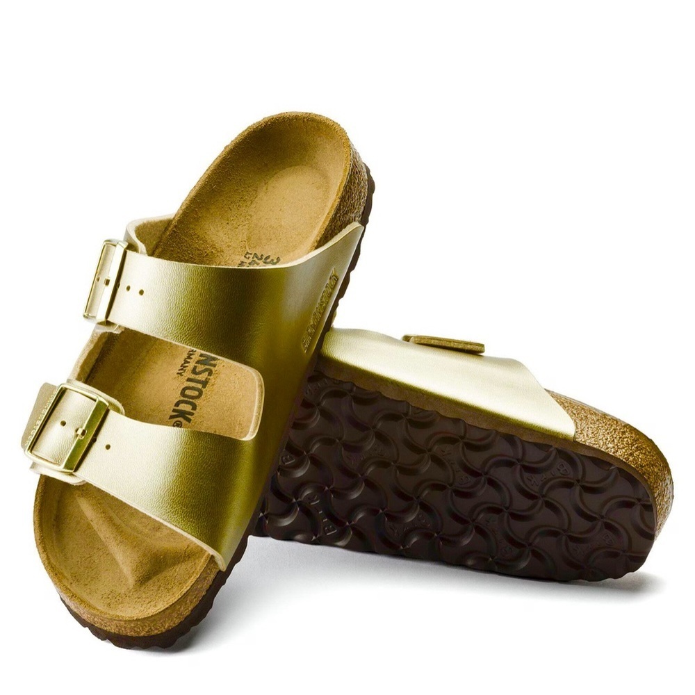 Birkenstock Arizona Slide Sandal, Women's Arizo Birko-Flor, gold - Picture 2 of 7